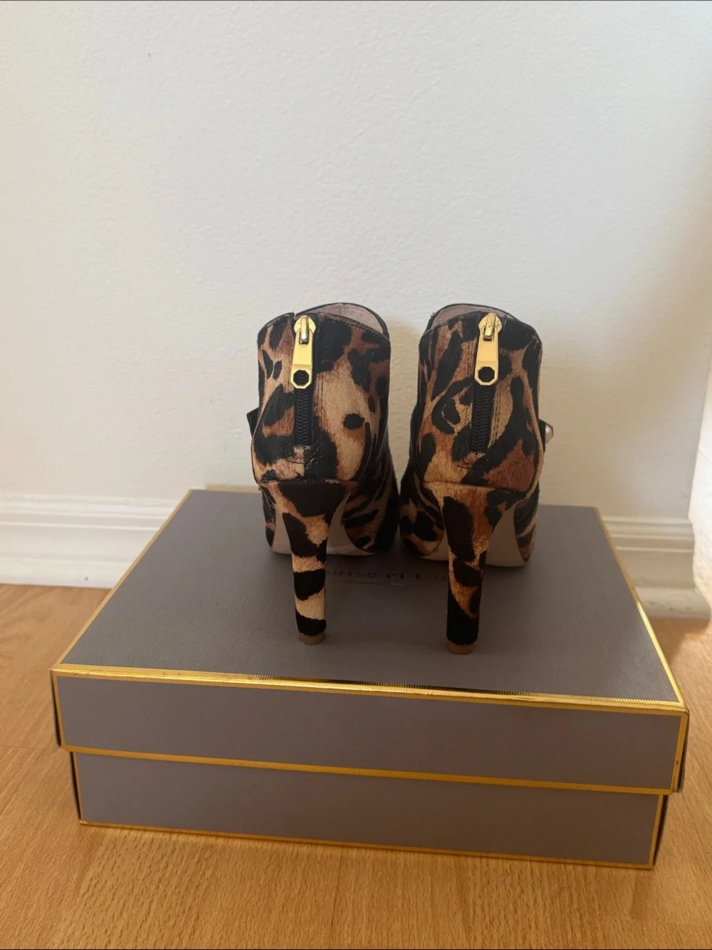 Louise et Cie Leopard Print Open-Toe Stiletto Booties - Picture 3 of 6